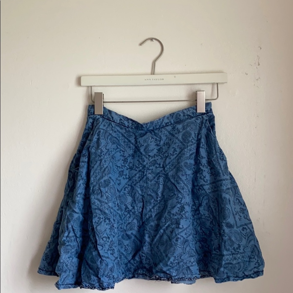Denim-look circle skirt with patterning